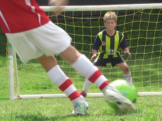 Children's soccer goalkeeping